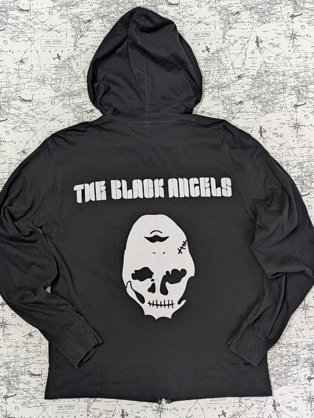 The Black Angels Inverted Face Full Zip Hoodie Black Size Medium